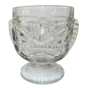 Vintage Tiki Clear Glass Mug Cup 2 Faced Happy Sad Goblet Hawaiian